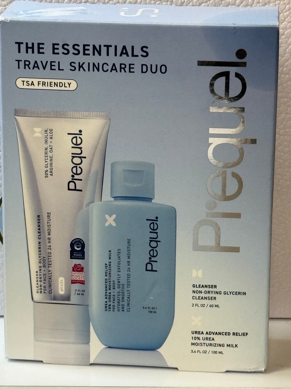 Prequel Cleanser 60mL & Urea Advanced Relief Moisturizing Milk 100mL -NEW in Box